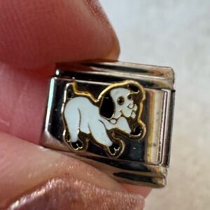 Black and White Dog Italian Charm Link